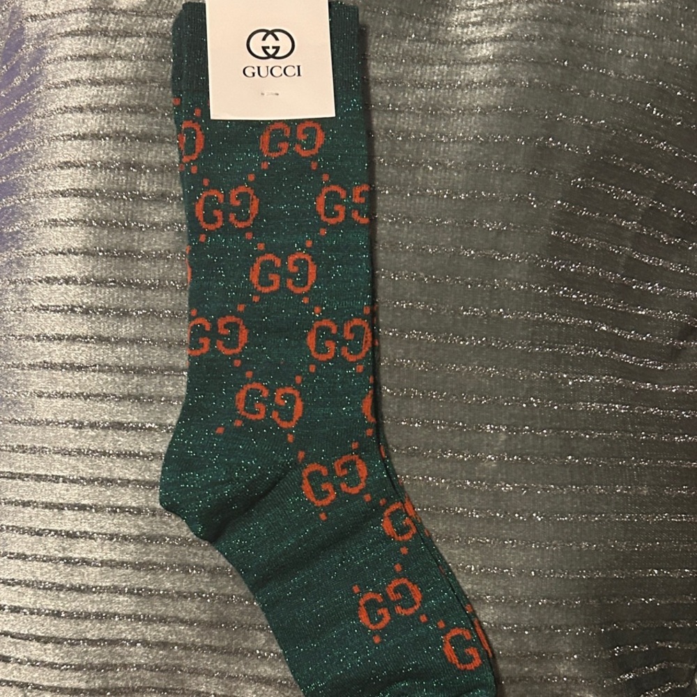 Gucci Teal and Orange Logo Socks
